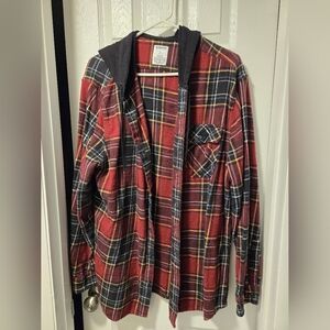 Sonoma Men's Red and Black Plaid Flannel Button-down Shirt XL